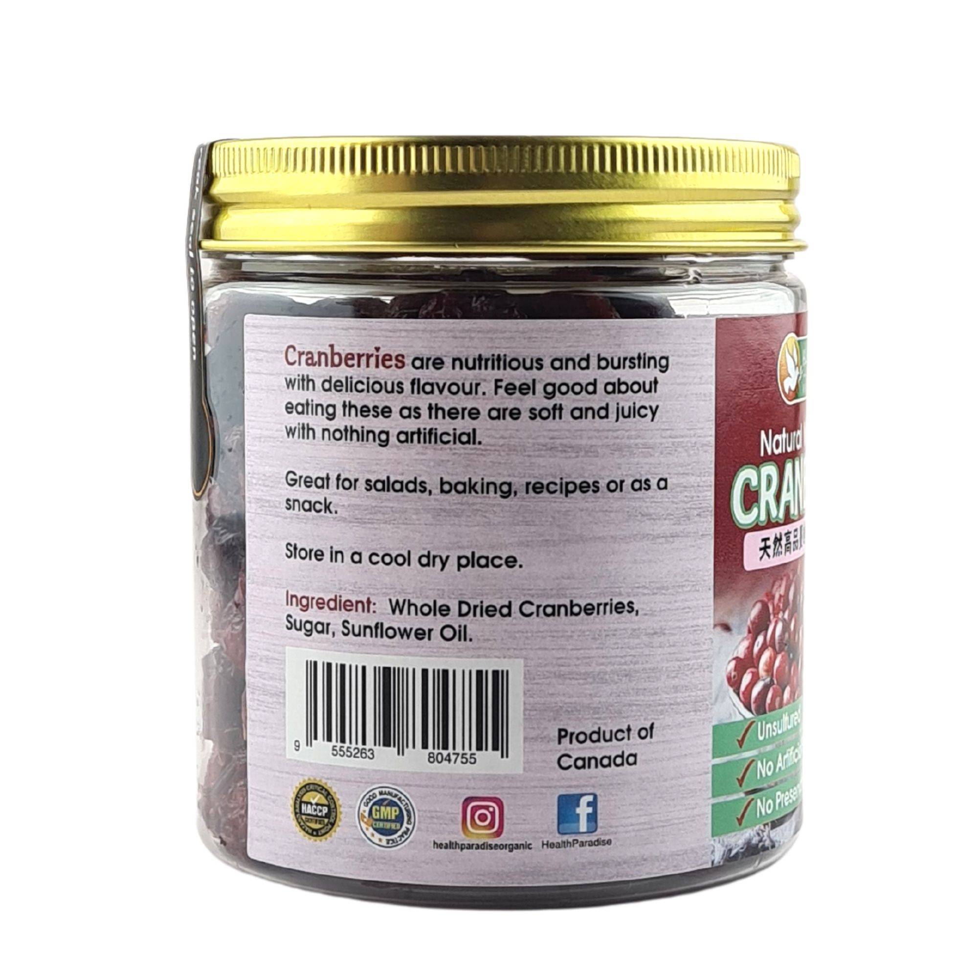 Health Paradise Natural Whole Dried Cranberries 130G - Image 2