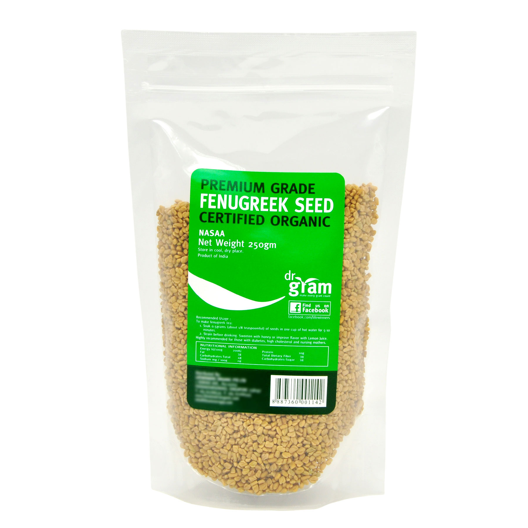 Dr Gram Organic Fenugreek Seeds 250g