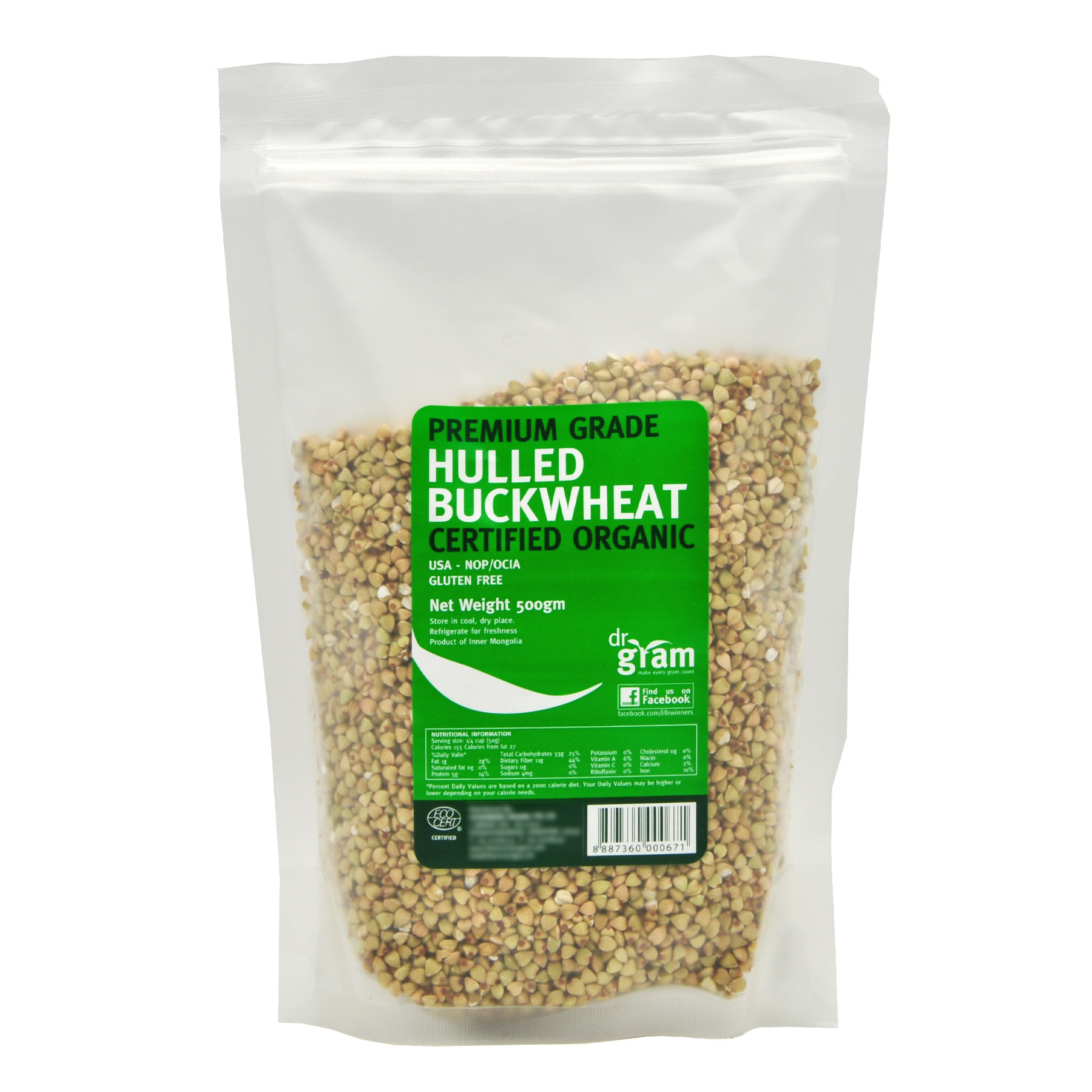 Dr Gram Organic Hulled Buckwheat 500g