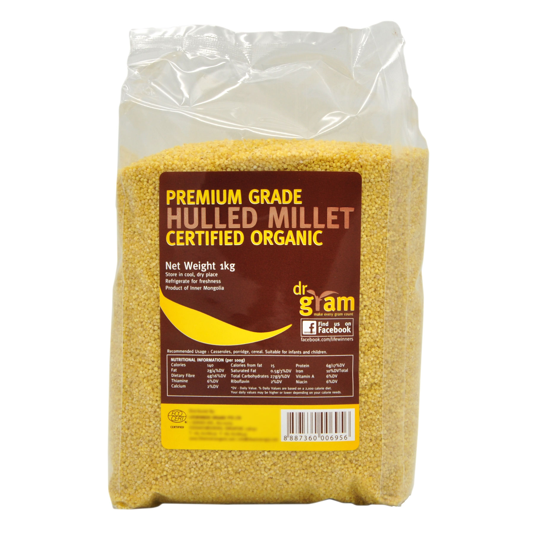 Dr Gram Organic Hulled Millet 1kg