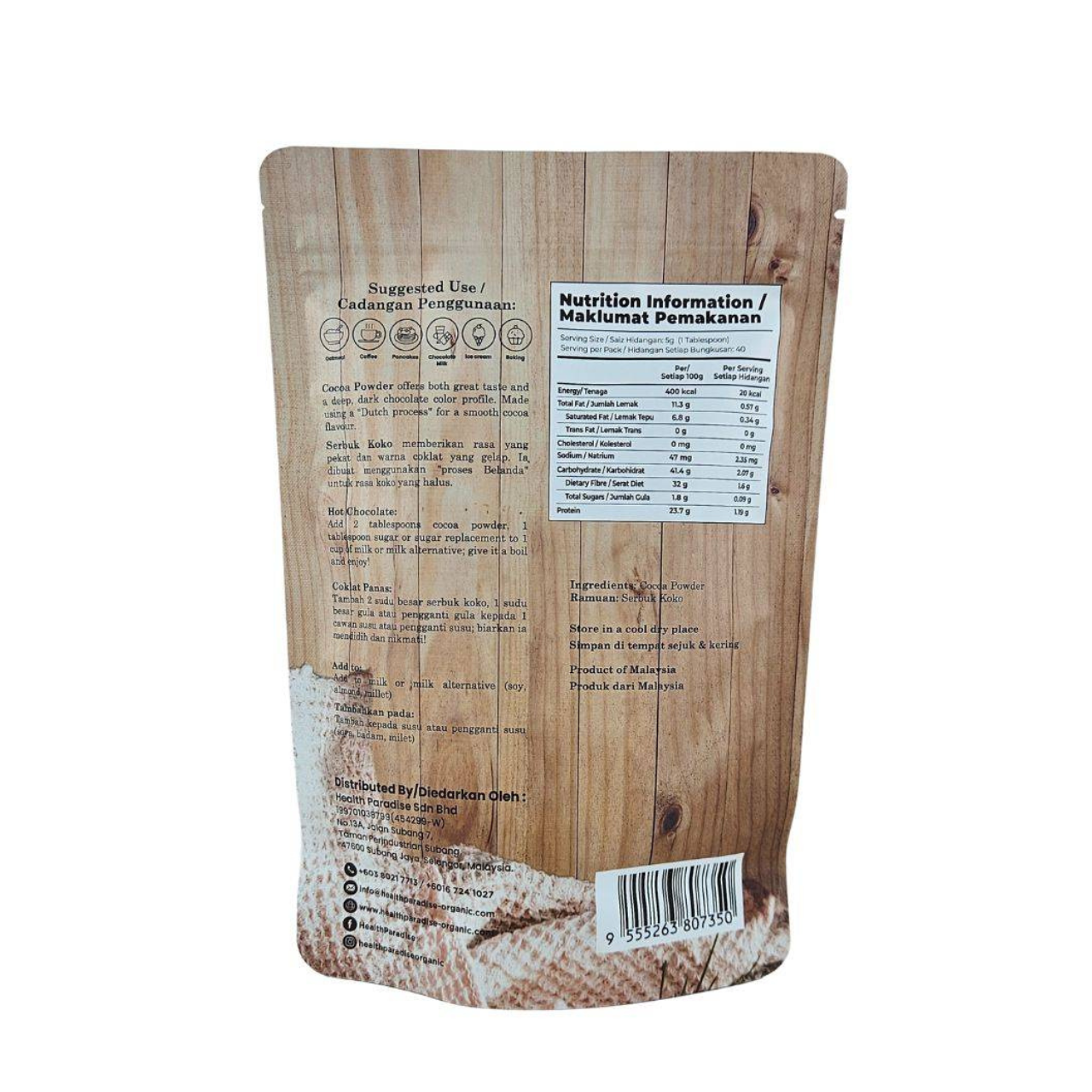 Health Paradise Cocoa Powder 200g - Image 2