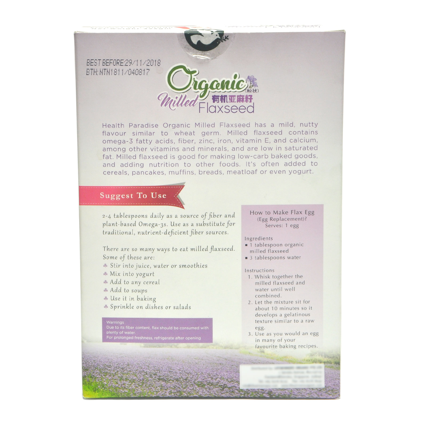 Health Paradise Organic Milled Flaxseed 425g - Image 2