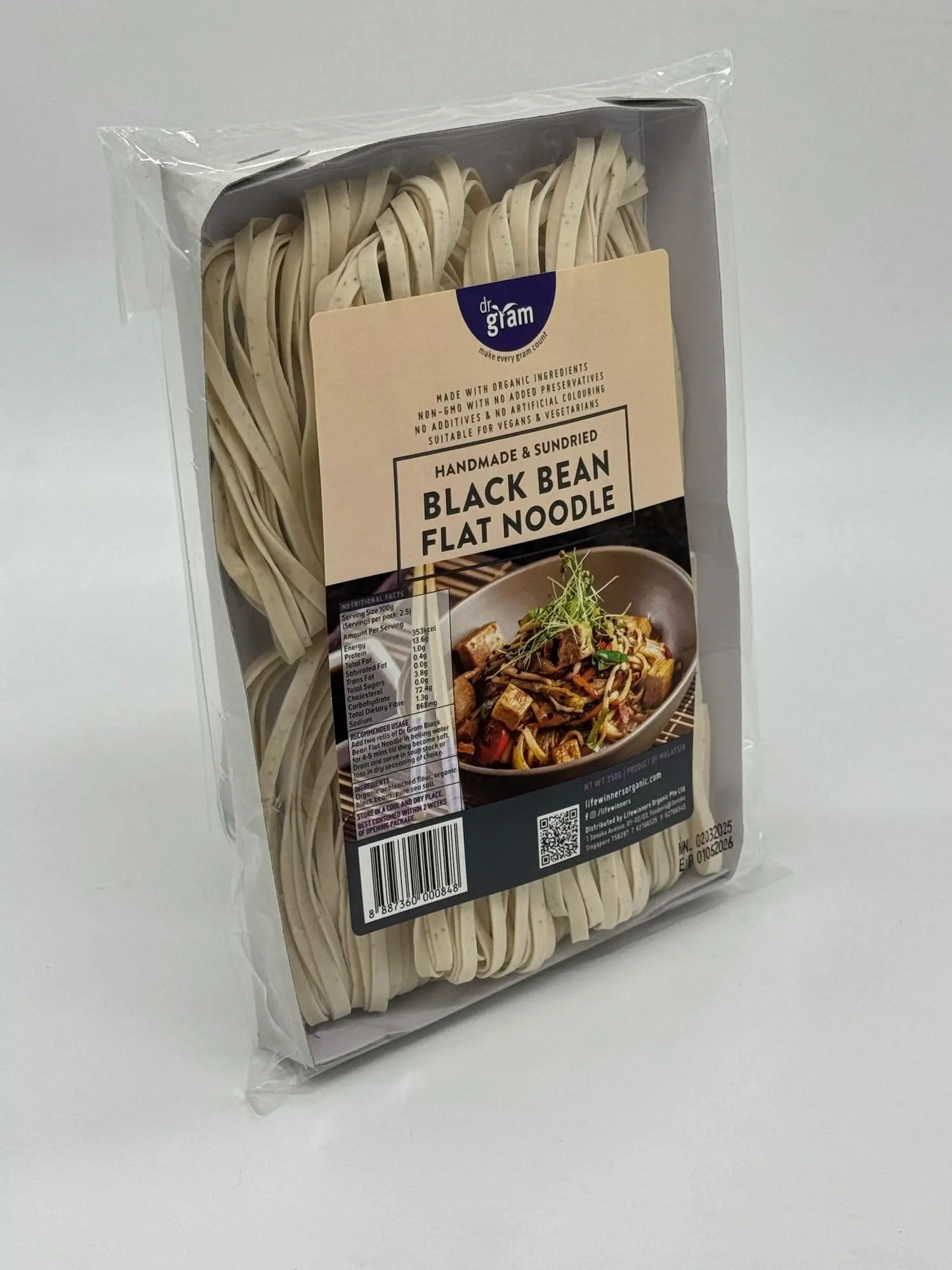 Dr Gram Organic Black Bean Flat Noodle 250g - Image 2