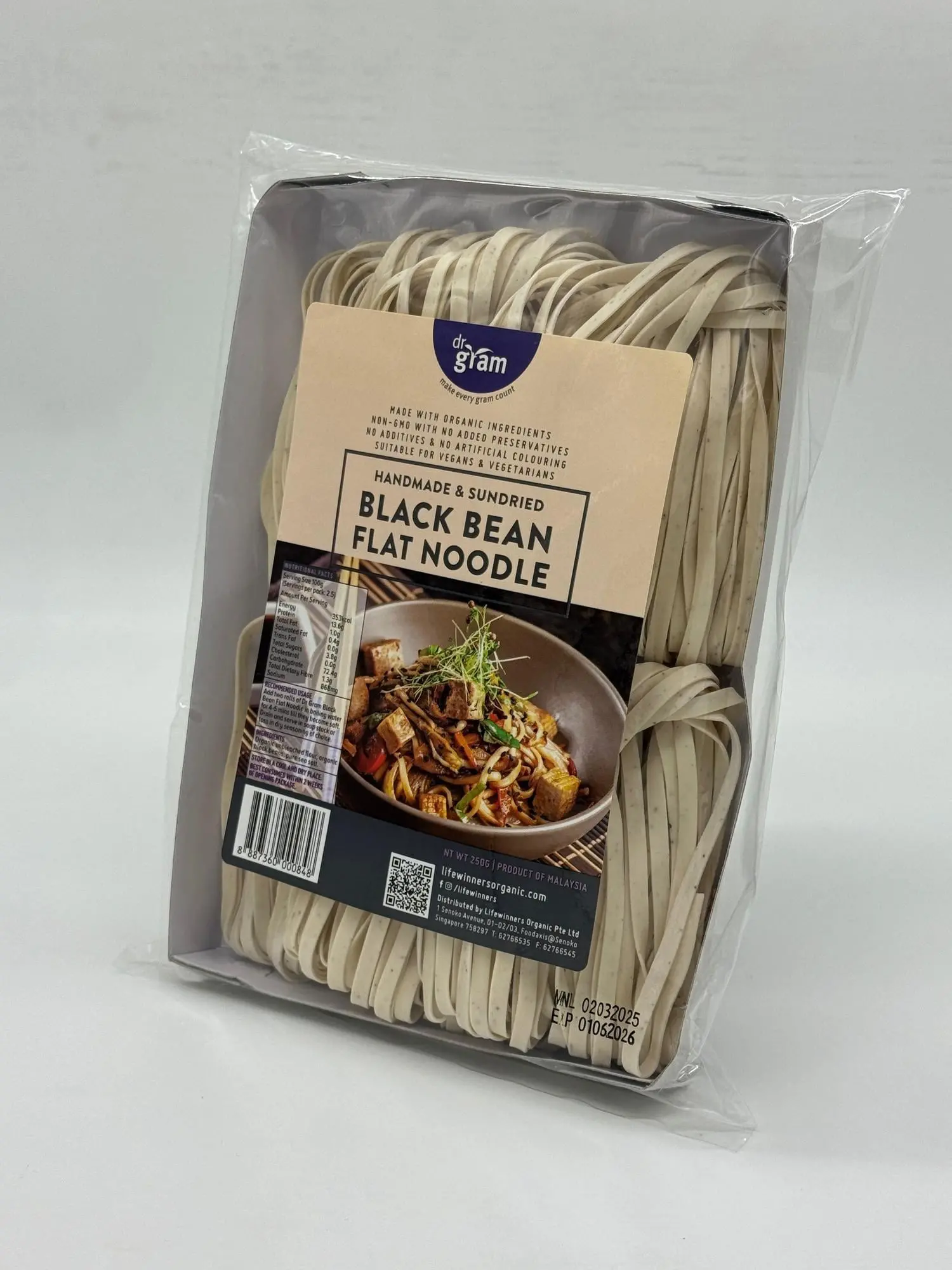 Dr Gram Organic Black Bean Flat Noodle 250g - Image 4