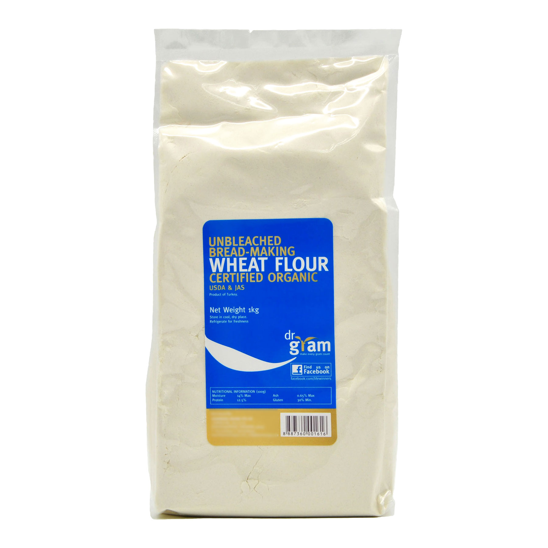 Dr Gram Organic Unbleached Bread-Making Wheat Flour 1kg