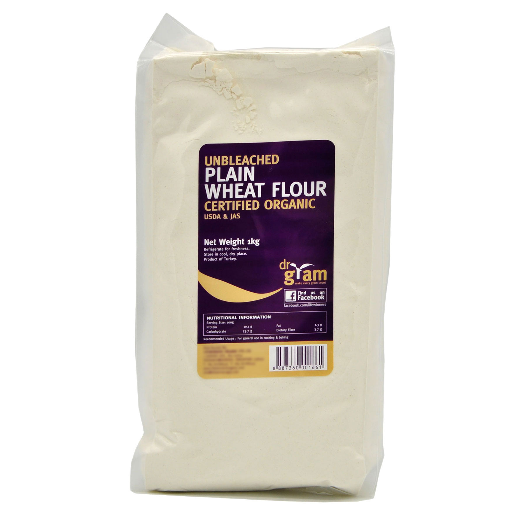 Dr Gram Organic Unbleached Plain Wheat Flour 1kg