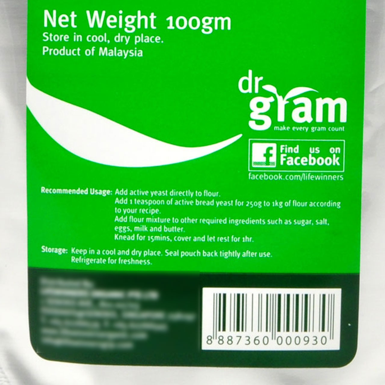 Dr Gram Natural Dried Active Bread Yeast 100g - Image 2