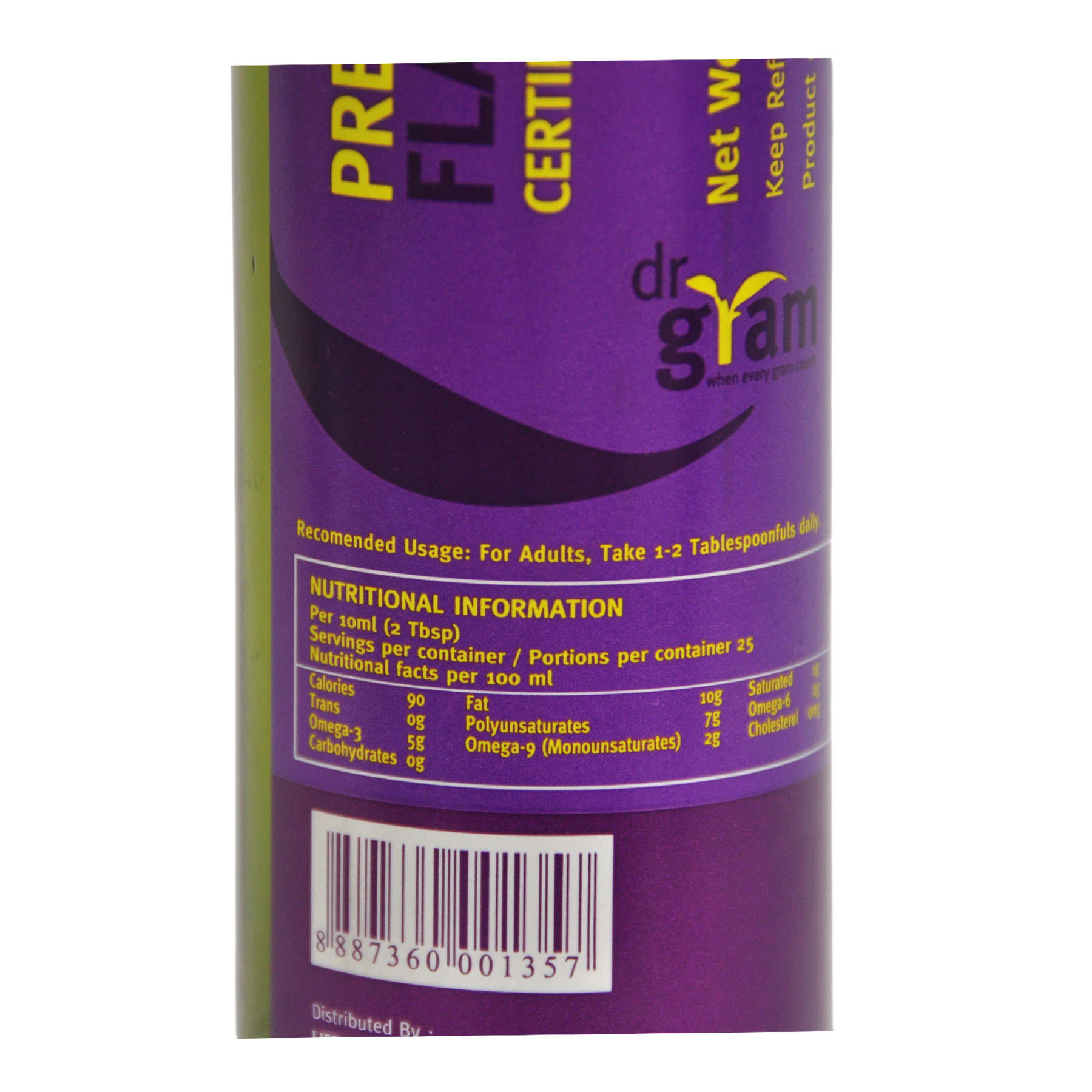 Dr Gram Organic Flaxseed Oil 250ml - Image 2