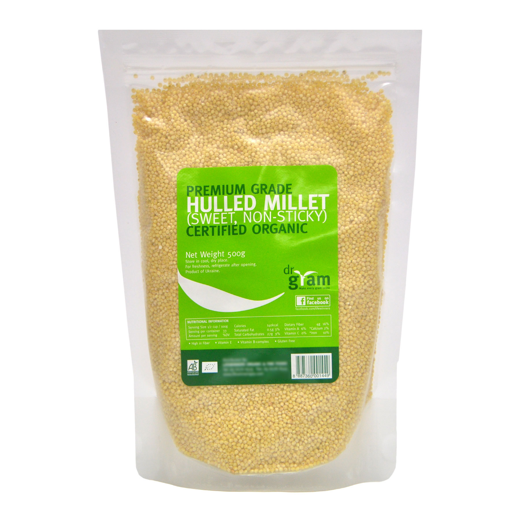 Dr Gram Organic Millet (Sweet Non-Sticky Grain) 500g