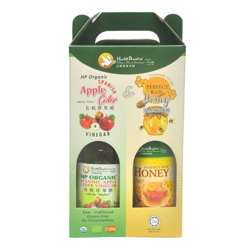Health Paradise Twin Bottle Deal Organic Apple Cider with Perfect Raw Honey