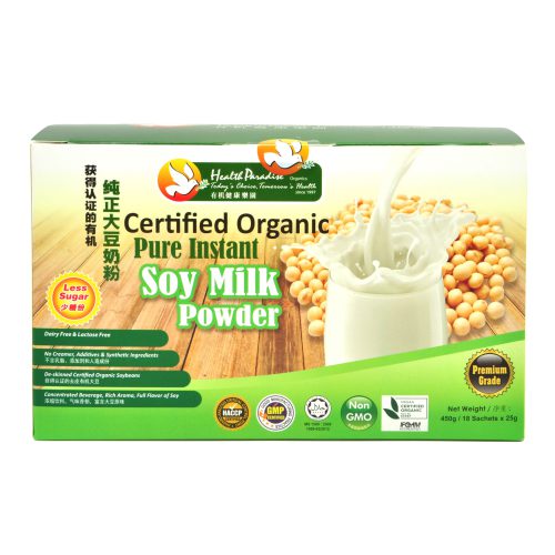 Health Paradise Organic Soya Milk Powder (Less Sugar) 450g / 18 Sachets (Gluten Free)