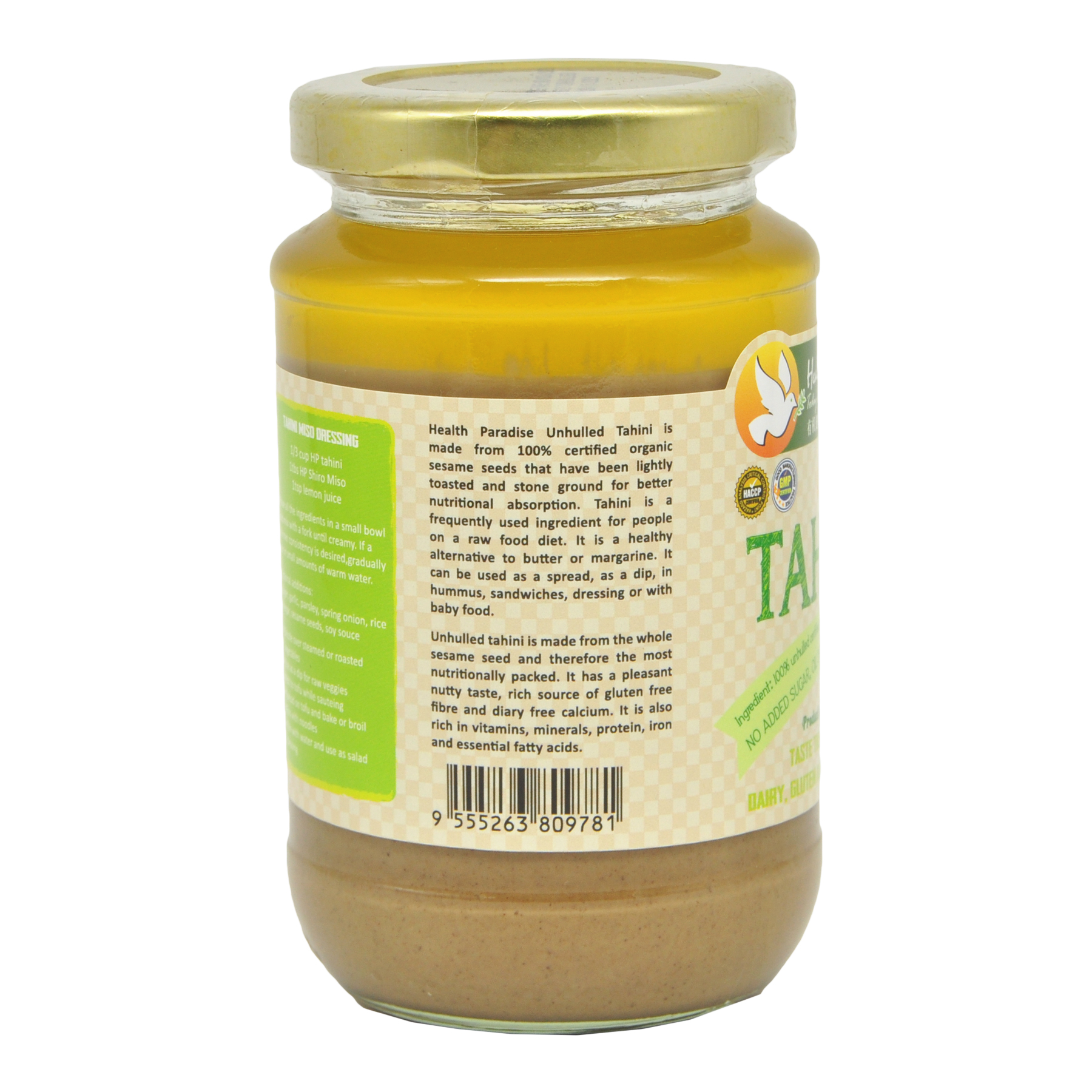 Health Paradise Organic Unhulled Tahini (Brown) 350g - Image 4